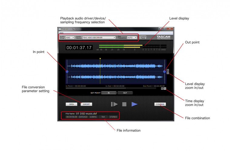 TASCAM HiRes Editor Highresolution DSD/PCM audio editor AVC Group